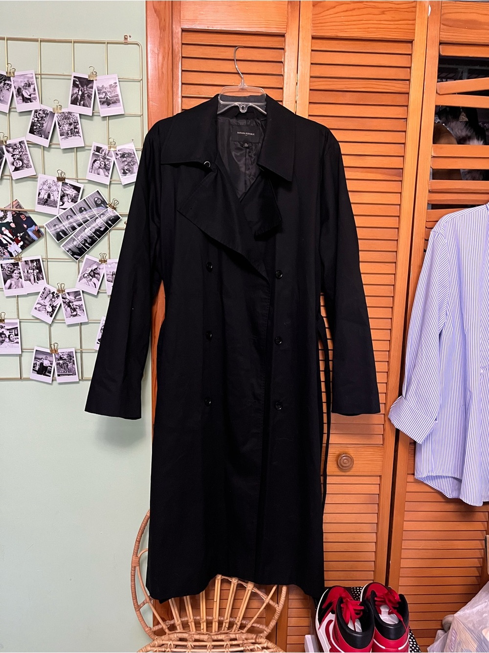 Banana Republic Black Double-Breasted Trench Coat